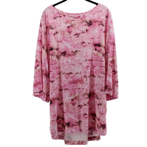 Soft Surroundings Abilene Tunic Top Pink Geode Watercolor Tiedye Size XL - Picture 2 of 10